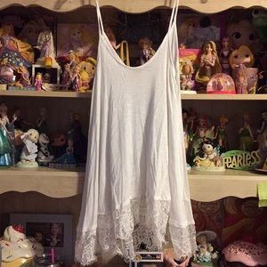 White lace trim bottom cami